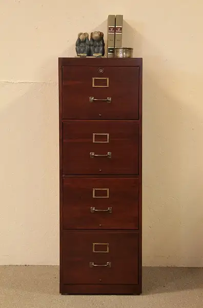 Main image of Legal Size 4 Drawer Walnut File Cabinet