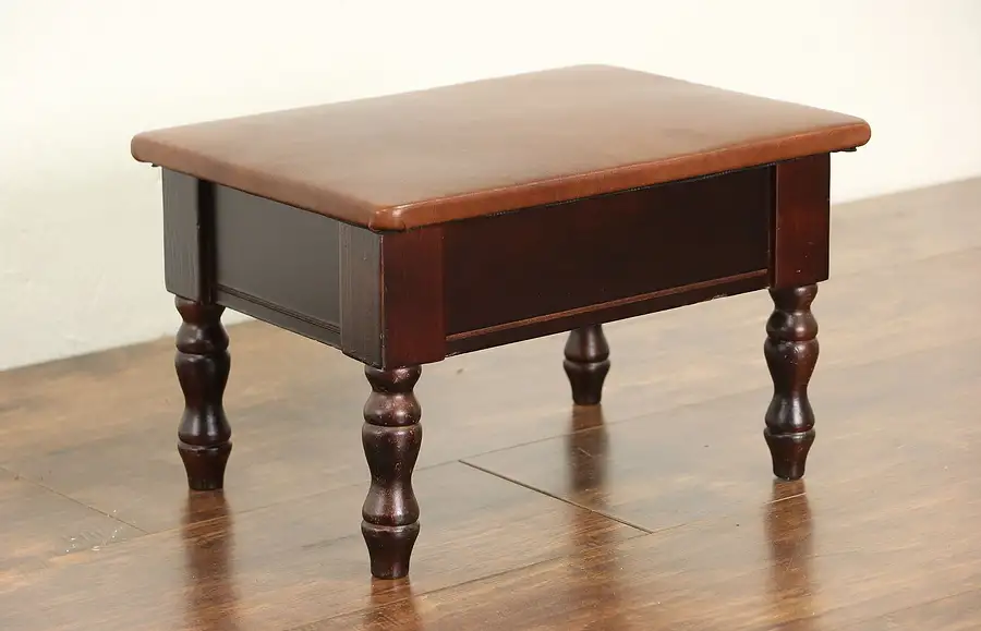 Main image of Leather Upholstered Footstool with Storage Underneath