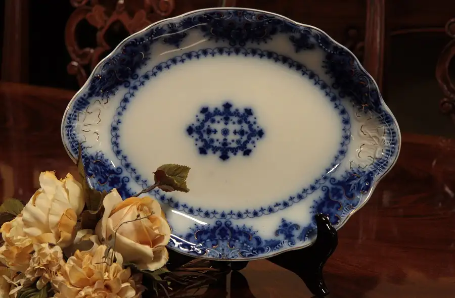 Main image of Victorian Antique Flow Blue Johnson Albany Platter