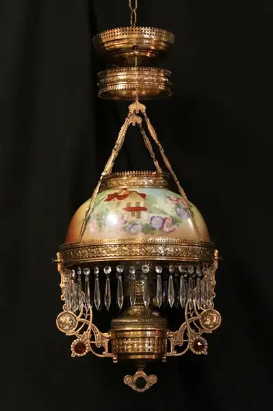 Main image of Victorian Hanging 1890 Antique Oil Lamp