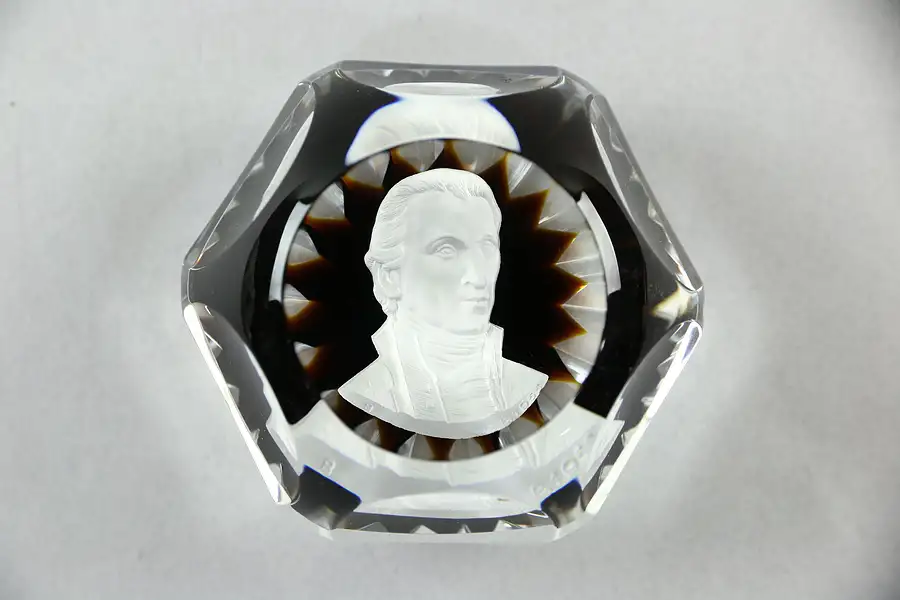 Main image of Baccarat France Sulphide Paperweight, George Washington