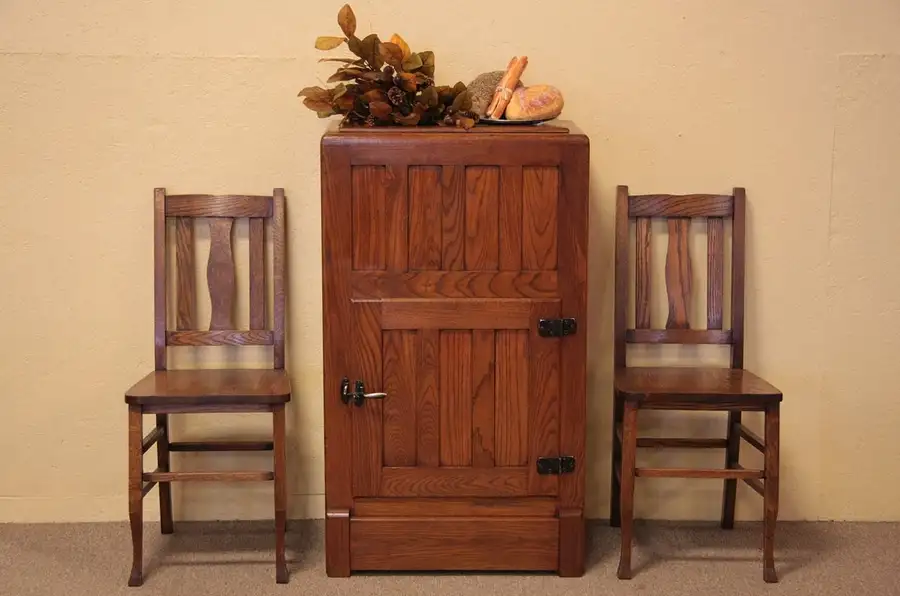 Main image of Victorian Oak Antique Ice Box 1895