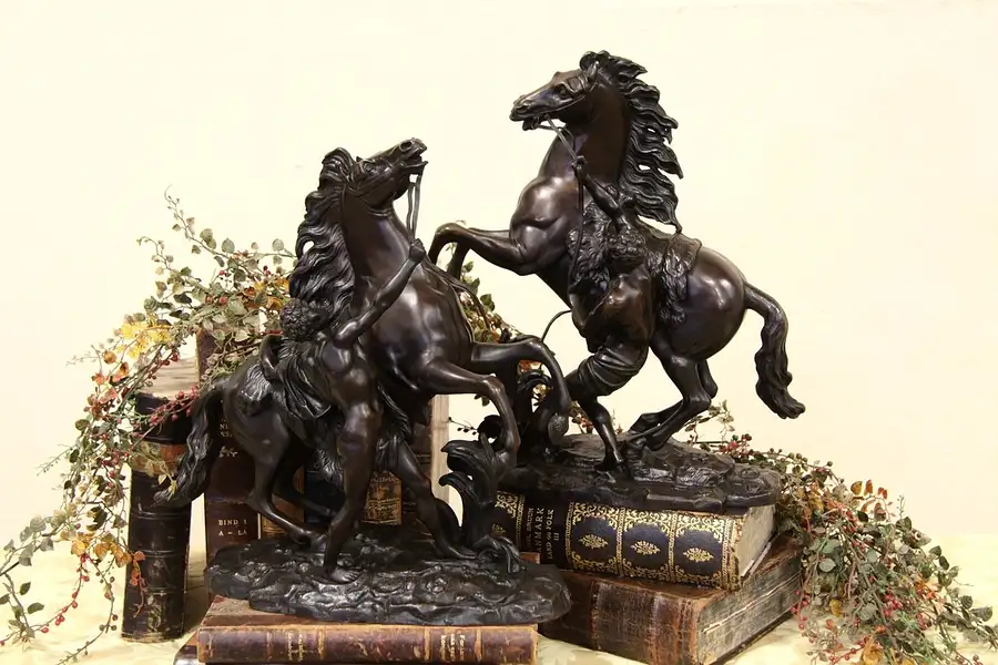 Main image of Pair of Bronze Marly Horse Tamers Sculpture