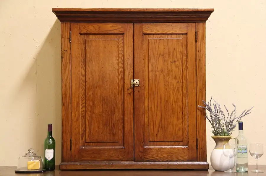 Main image of Oak 1900 Antique 2 Door Pantry Cupboard