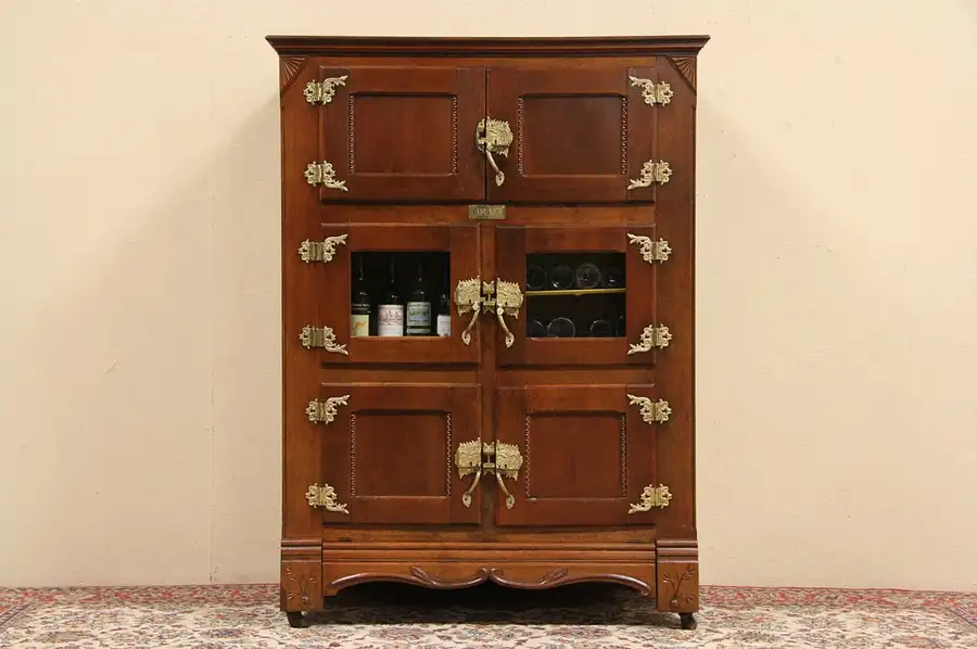 Main image of Lapland 1890 Antique 6 Door Oak Large Icebox