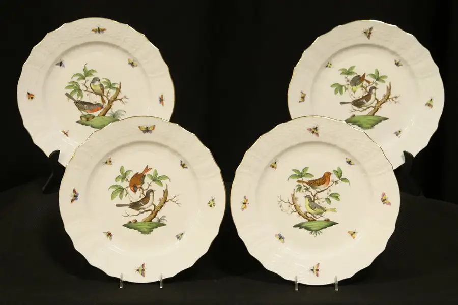 Main image of Herend Rothschild Bird China Set of 4 Dinner Service Plates 11"
