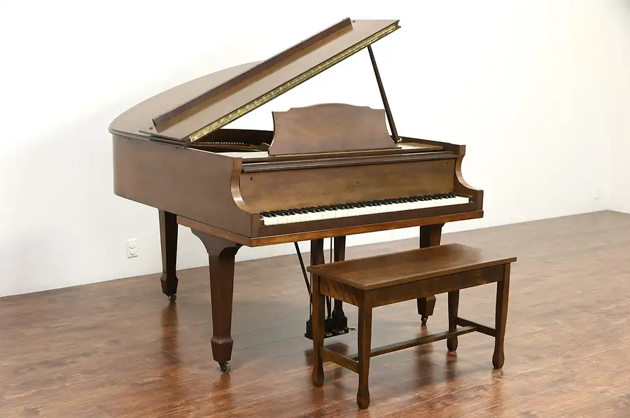 Main image of Lyon & Healy Aeolian Signed 5' Walnut Vintage Grand Piano & Bench