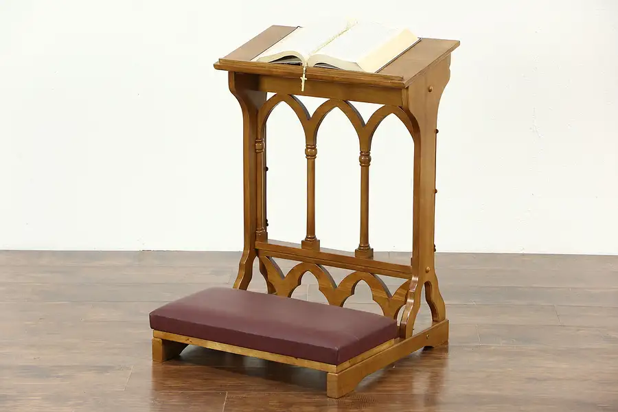 Main image of Kneeler or Prie Dieu, Vintage Mahogany, Signed Robert Smith, Thailand