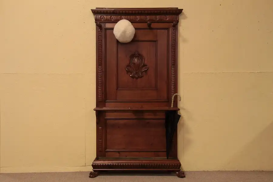 Main image of Victorian Pine Hat, Coat & Umbrella Hall Stand