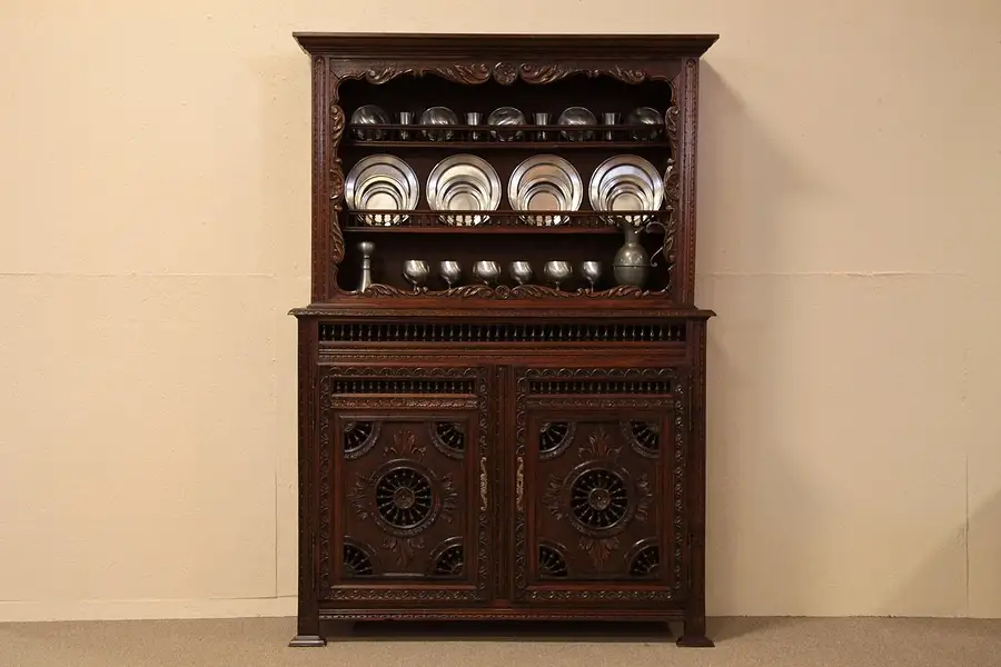 Main image of Brittany Country Carved Pewter Cupboard