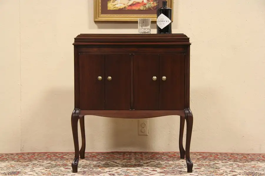 Main image of Mahogany 1920 Victrola Case, Fitted as Bar Cabinet