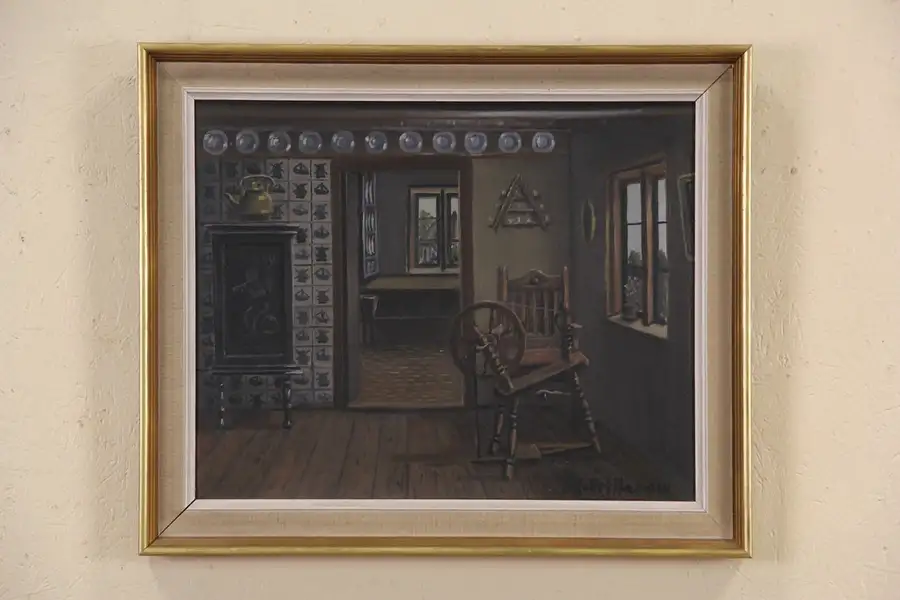 Main image of Kitchen Scene & Spinning Wheel Painting, Hansen