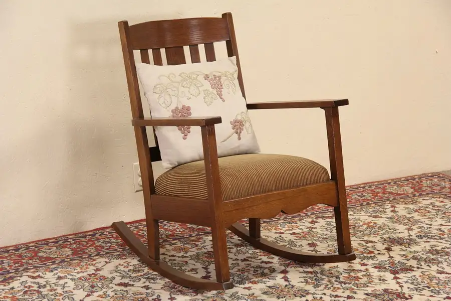 Main image of Arts & Crafts Mission Oak Antique 1910 Rocking Chair or Rocker