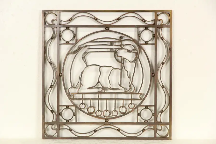 Main image of Bronze Art Deco 1925 Architectural Salvage Grill Panel, Lamb Motif