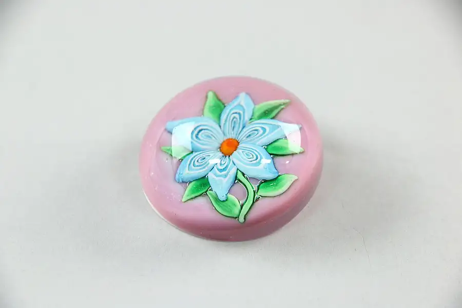 Main image of Ronald E Hansen signed Blown Glass Floral Paperweight