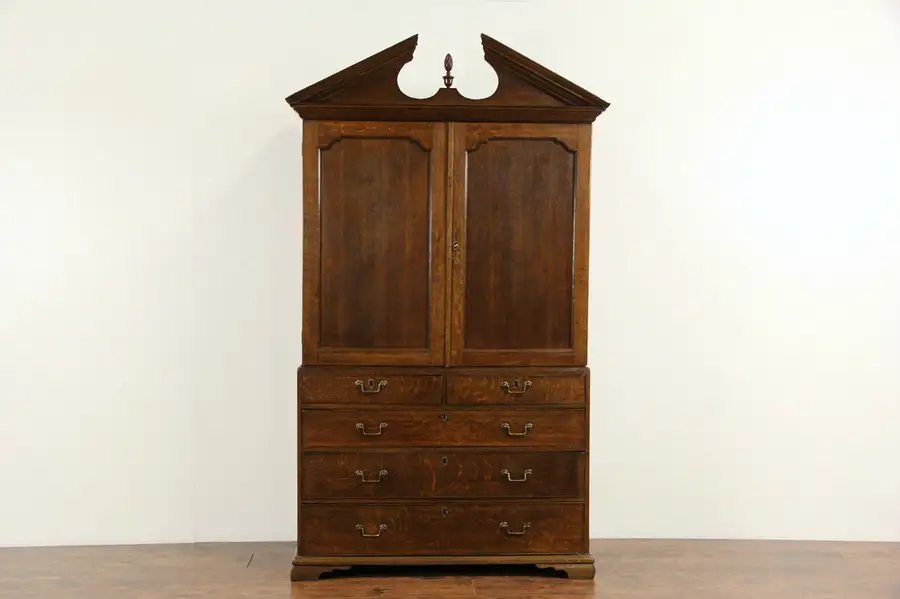Main image of English Oak 1890 Antique Armoire, Linen Press or Closet