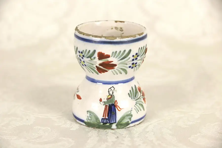 Main image of Quimper Egg Cup, Hand Painted & Signed, Brittany, France