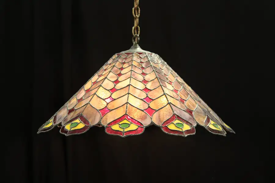 Main image of Peacock Feather Stained Glass Light Fixture