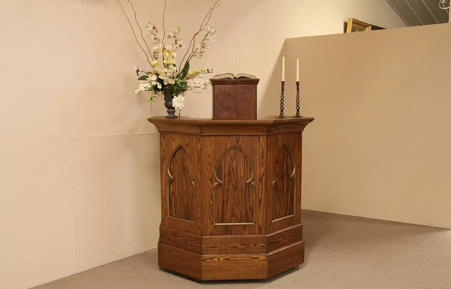 Main image of Oak Gothic Pulpit or Lectern