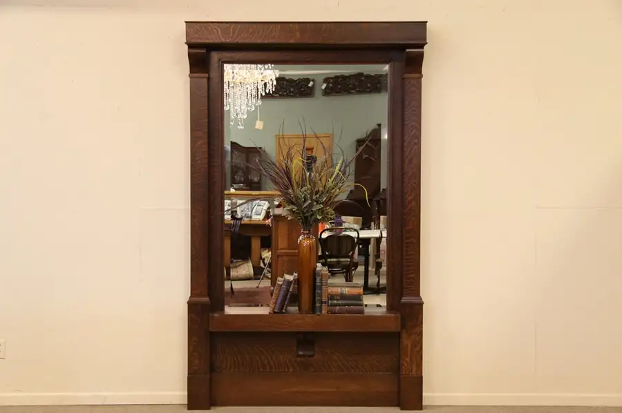 Main image of Arts & Crafts Mission Oak Pier or Hall Mirror