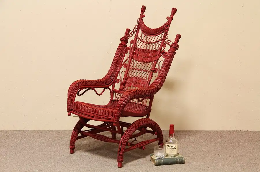Main image of Victorian Antique Wicker 1895 Platform Rocker