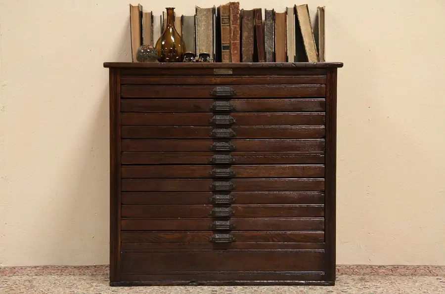 Main image of Hamilton Oak Antique Printer File or Collector Cabinet