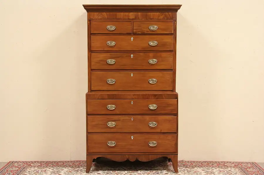 Main image of Georgian 1790 Antique Hand Made Tall Chest on Chest
