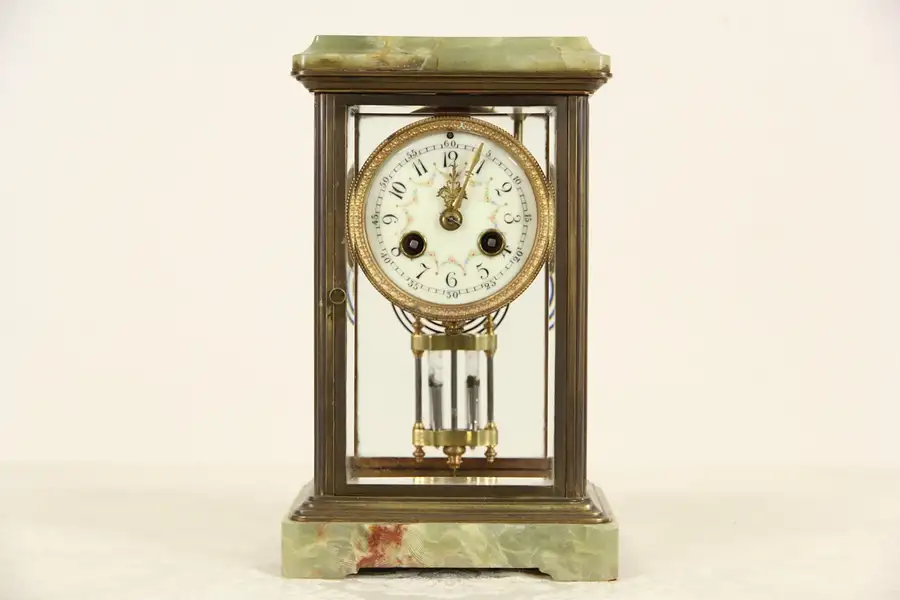 Main image of French Onyx 1910 Paris Crystal Regulator Clock