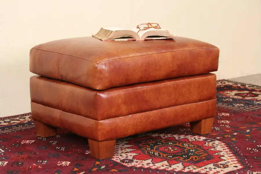 Main image of Leather Hassock, Ottoman or Footstool