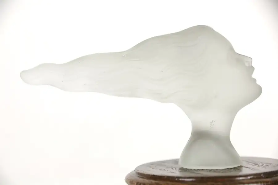 Main image of Art Deco Glass Hood Ornament, Daughter Corning Glass "Goddess Of Smoke" Mascot