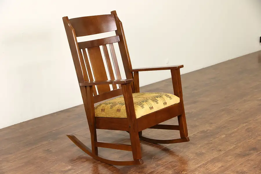 Main image of Arts & Crafts Mission Oak 1905 Antique Rocker Craftsman Rocking Chair