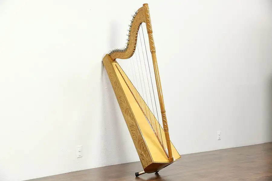 Main image of Paraguayan Hand Carved Traditional Folk Harp, 37 Strings & Case