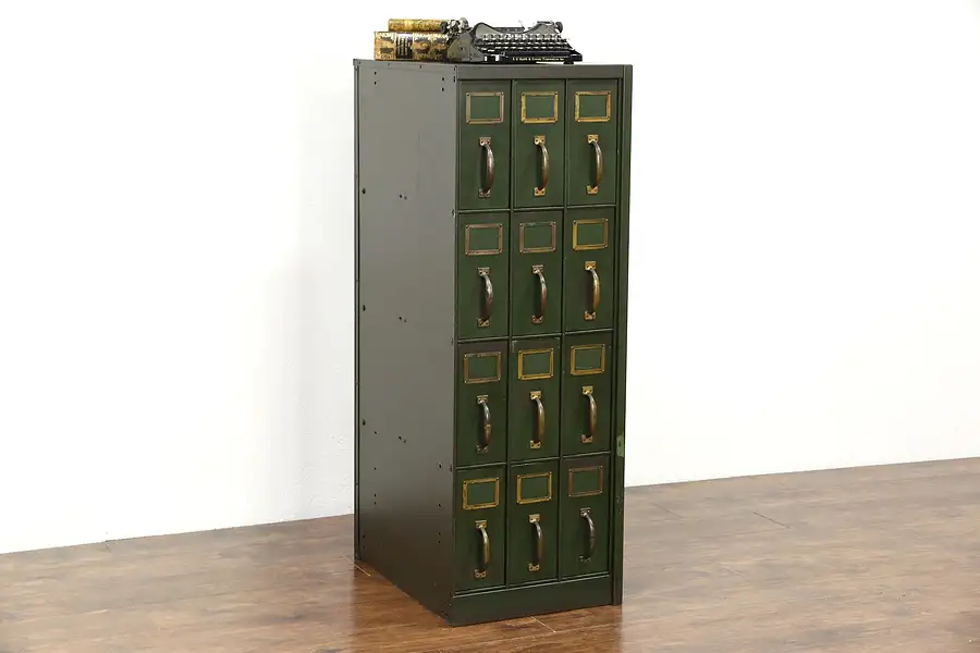 Main image of Steel Industrial Antique 12 Drawer Office File Cabinet, Pat. 1911