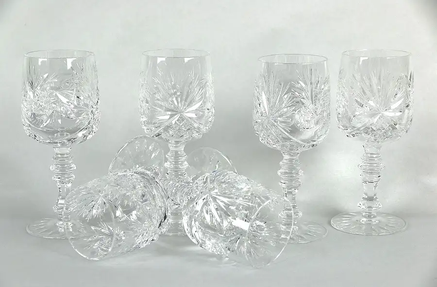 Main image of Colwein by Kristall Neubert Set of 6 Cut Crystal Water or Wine Goblets 6" Tall