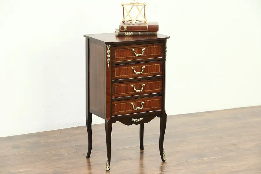 Main image of Rosewood Banded Vintage Nightstand, End Table or Jewelry Chest, France
