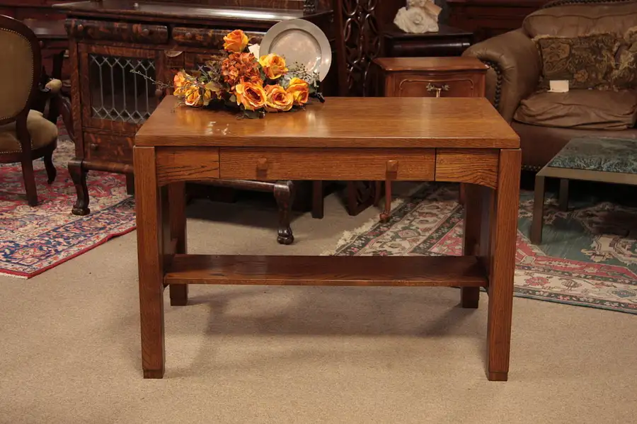 Main image of Mission Oak Library Table or Writing Desk