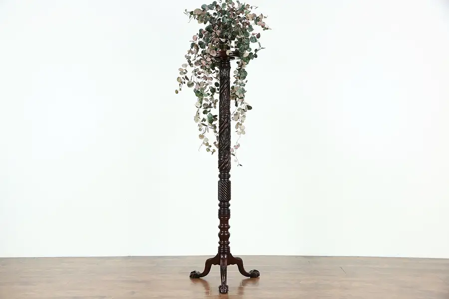 Main image of Georgian Design 1900 Acanthus & Claw & Ball Carved Pedestal or Plant Stand