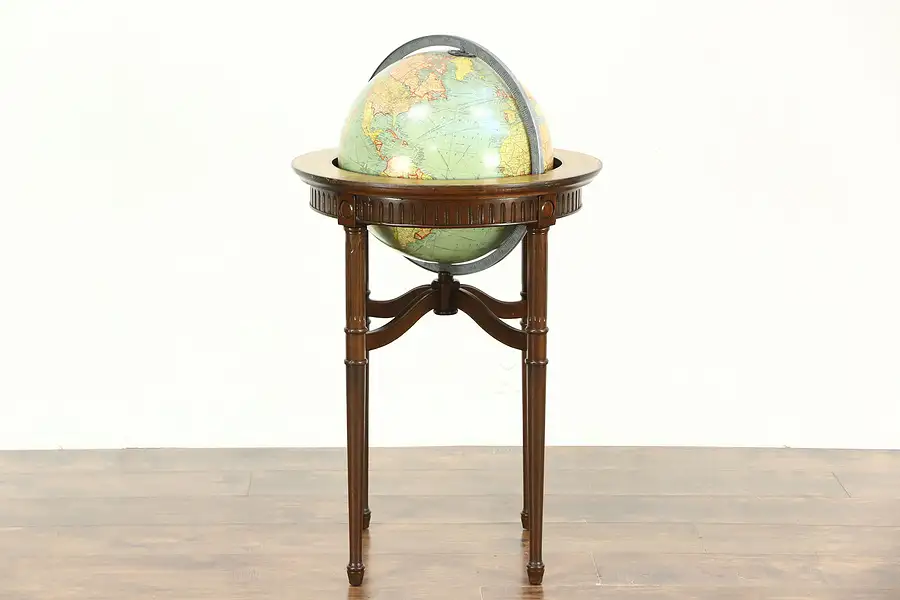 Main image of Library Globe of the World, 1920 Anitique, Signed "Replogle Chicago"