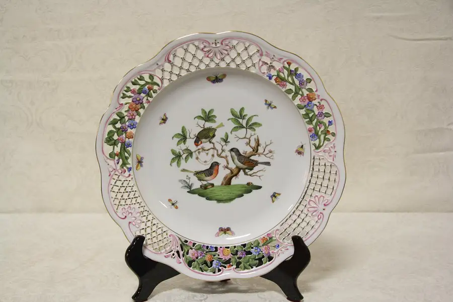 Main image of Herend Rothschild Bird Open Rim Filigree Display Plate