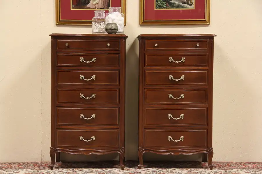 Main image of Pair Drexel Country French Vintage Lingerie or Tall Chests