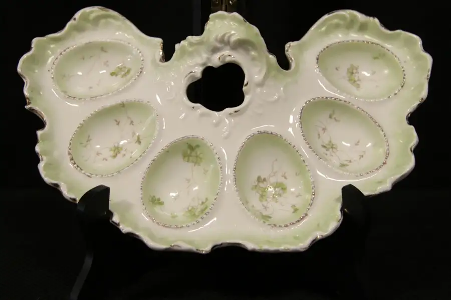 Main image of Deviled Egg Plate, 1890 European Antique Porcelain Server