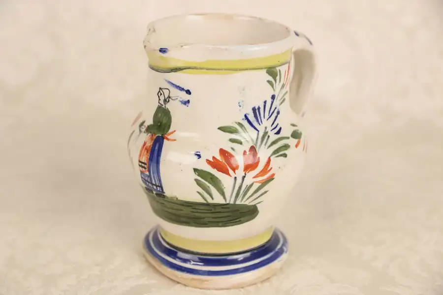 Main image of Henriot Quimper Signed Cream Pitcher, Hand Painted Brittany, France