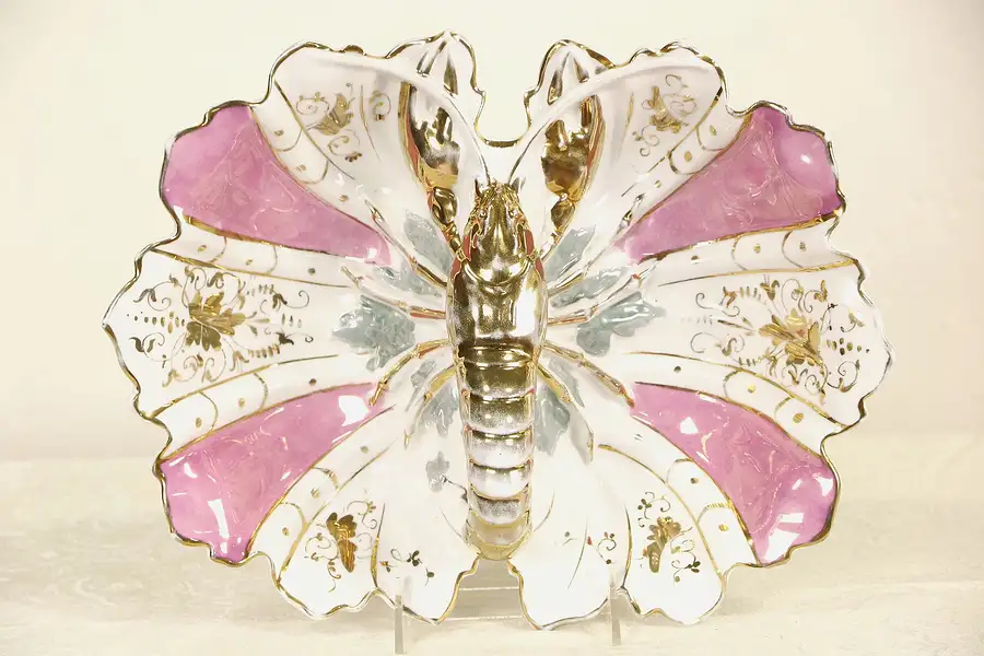 Main image of Lobster Serving Dish, 1860's Old Paris Hand Painted & Gold Porcelain