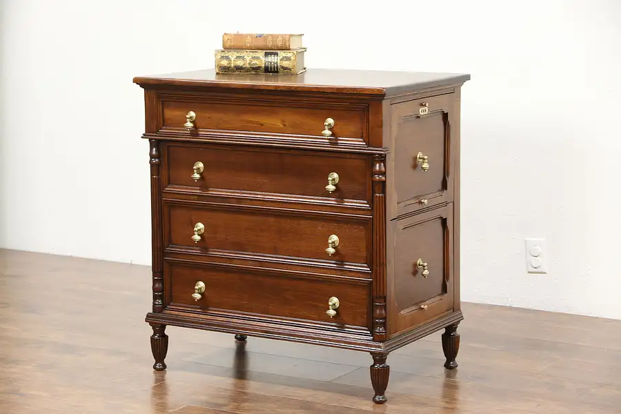 Main image of Chest Design 2 Drawer Antique Library File Cabinet, Signed Kittinger & Macey