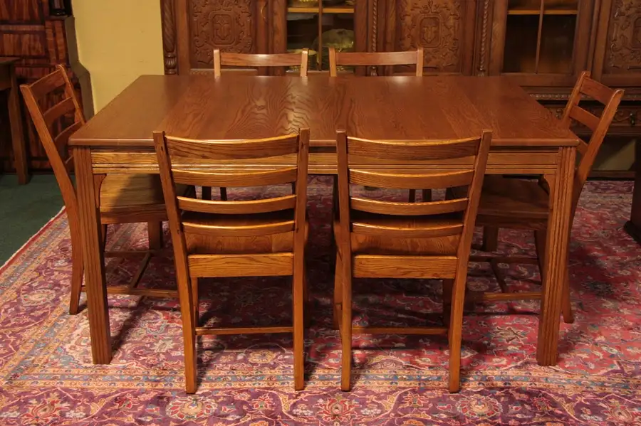 Main image of Oak Harvest Table Kitchen Set, 6 Chairs