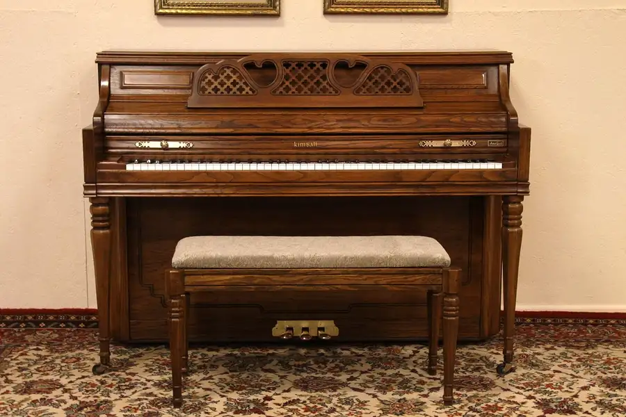 Main image of Kimball Oak Artist Console Piano & Bench