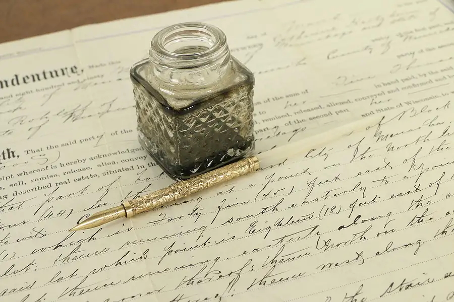Main image of Victorian Antique Ink Pen, Mother of Pearl & Gold Plate, Foley Point