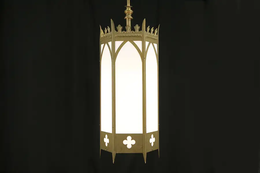 Main image of Gothic Antique Hexagonal 1920 Light Fixture, Church Salvage