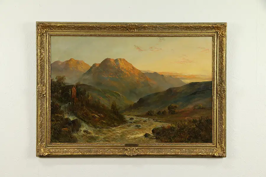 Main image of Arthog Waterfalls in Wales, Original Oil Painting, Signed Campbell Scott