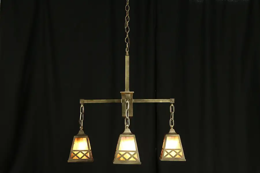 Main image of Arts & Crafts Antique Stained Glass Chandelier Craftsman Light Fixture